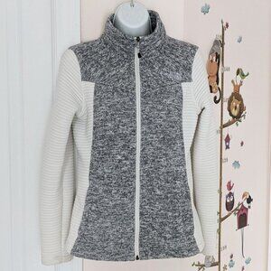 THE NORTH FACE two tone grey and white fleece lined jacket zip pull Small B1